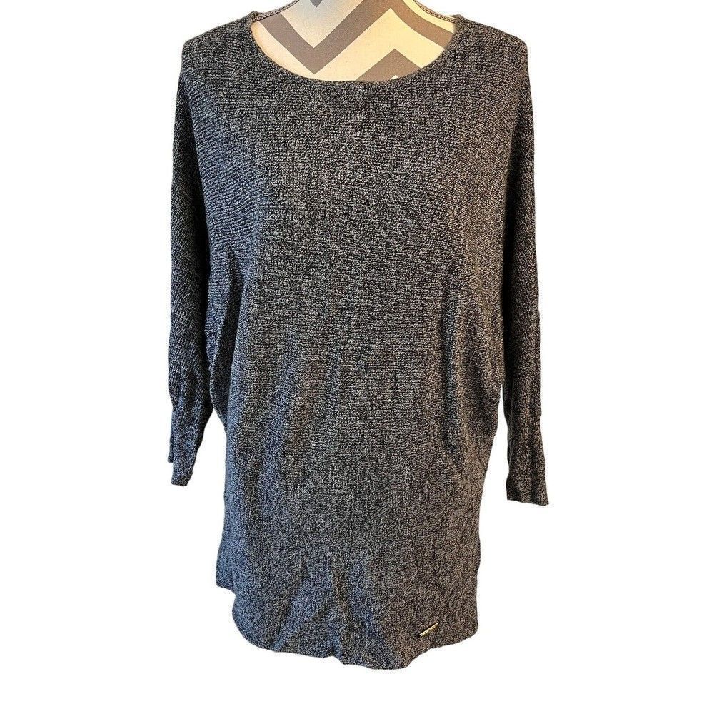 Ellen Tracy Womens Pullover Sweater 3/4 Sleeve Knit Top Black Sz M